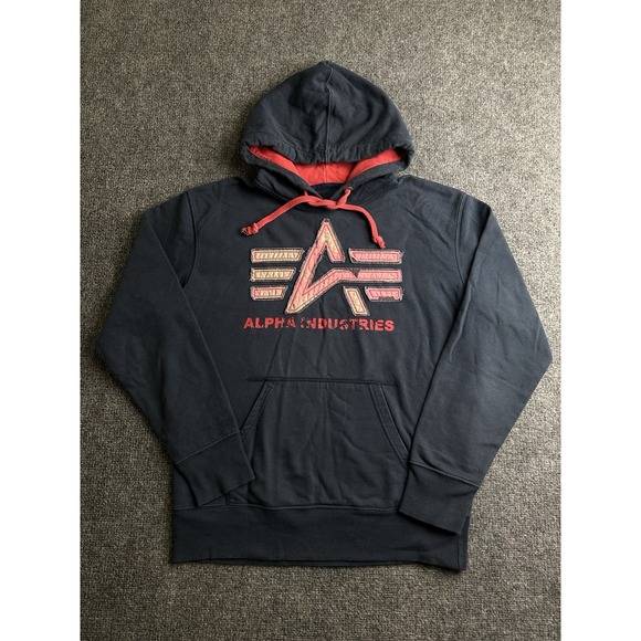 Alpha Industries Other - Mens Hoodie Alpha Industries Applique Logo Pullover Black, Size XL